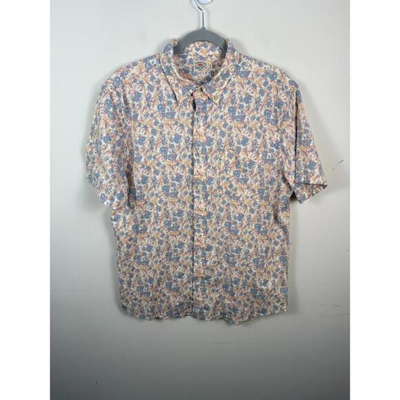 Faherty Other - Faherty Hemp Breeze Shirt Blue Pink Floral Short Sleeve Button Down Large